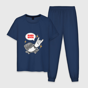 Мужская пижама хлопок с принтом Рок улитка на скейте в Кировске, 100% хлопок | брюки и футболка прямого кроя, без карманов, на брюках мягкая резинка на поясе и по низу штанин
 | 