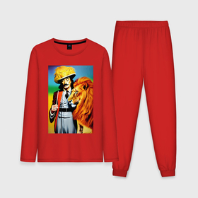 Мужская пижама с лонгсливом хлопок с принтом Salvador Dali and lion   neural network в Тюмени,  |  | Тематика изображения на принте: 