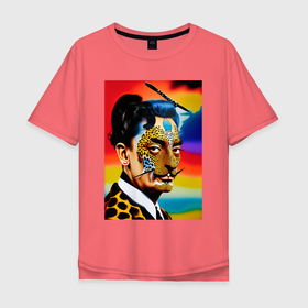 Мужская футболка хлопок Oversize с принтом Salvador Dali   portrait   neural network   art , 100% хлопок | свободный крой, круглый ворот, “спинка” длиннее передней части | 