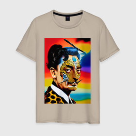 Мужская футболка хлопок с принтом Salvador Dali   portrait   neural network   art , 100% хлопок | прямой крой, круглый вырез горловины, длина до линии бедер, слегка спущенное плечо. | 