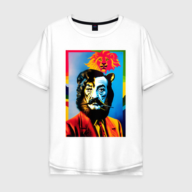 Мужская футболка хлопок Oversize с принтом Salvador Dali   self portrait   pop art   neural network в Новосибирске, 100% хлопок | свободный крой, круглый ворот, “спинка” длиннее передней части | Тематика изображения на принте: 