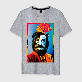 Мужская футболка хлопок с принтом Salvador Dali   self portrait   pop art   neural network в Екатеринбурге, 100% хлопок | прямой крой, круглый вырез горловины, длина до линии бедер, слегка спущенное плечо. | 