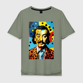 Мужская футболка хлопок Oversize с принтом Salvador Dali   pop art   self portrait   neural network в Петрозаводске, 100% хлопок | свободный крой, круглый ворот, “спинка” длиннее передней части | 