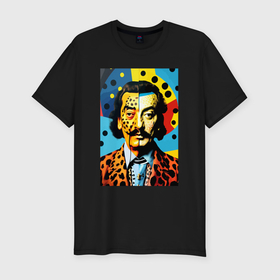 Мужская футболка хлопок Slim с принтом Salvador Dali   pop art   self portrait   neural network в Кировске, 92% хлопок, 8% лайкра | приталенный силуэт, круглый вырез ворота, длина до линии бедра, короткий рукав | 
