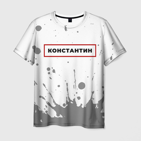 Мужская футболка 3D с принтом Константин   в красной рамке на светлом в Белгороде, 100% полиэфир | прямой крой, круглый вырез горловины, длина до линии бедер | Тематика изображения на принте: 