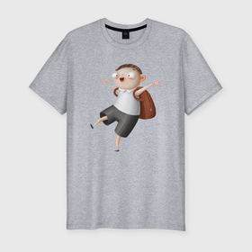 Мужская футболка хлопок Slim с принтом Веселый школьник в Петрозаводске, 92% хлопок, 8% лайкра | приталенный силуэт, круглый вырез ворота, длина до линии бедра, короткий рукав | 