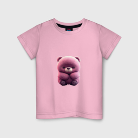 Детская футболка хлопок с принтом Розовый мишка в Тюмени, 100% хлопок | круглый вырез горловины, полуприлегающий силуэт, длина до линии бедер | Тематика изображения на принте: 