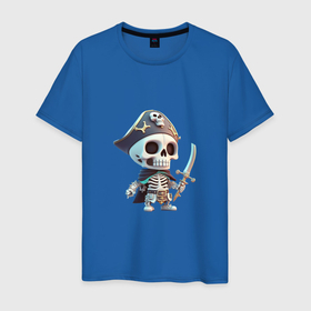 Мужская футболка хлопок с принтом Пират скелетон в Санкт-Петербурге, 100% хлопок | прямой крой, круглый вырез горловины, длина до линии бедер, слегка спущенное плечо. | 