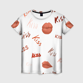 Женская футболка 3D с принтом Поцелуйчики , 100% полиэфир ( синтетическое хлопкоподобное полотно) | прямой крой, круглый вырез горловины, длина до линии бедер | 