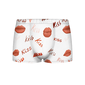Мужские трусы 3D с принтом Поцелуйчики в Кировске, 50% хлопок, 50% полиэстер | классическая посадка, на поясе мягкая тканевая резинка | 