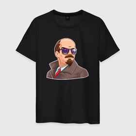 Мужская футболка хлопок с принтом Ленин крутой в Петрозаводске, 100% хлопок | прямой крой, круглый вырез горловины, длина до линии бедер, слегка спущенное плечо. | Тематика изображения на принте: 