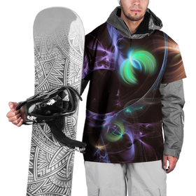 Накидка на куртку 3D с принтом Магические фиолетовые волны и цветные космические линии в Тюмени, 100% полиэстер |  | 