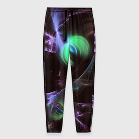 Мужские брюки 3D с принтом Магические фиолетовые волны и цветные космические линии в Курске, 100% полиэстер | манжеты по низу, эластичный пояс регулируется шнурком, по бокам два кармана без застежек, внутренняя часть кармана из мелкой сетки | 