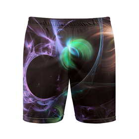 Мужские шорты спортивные с принтом Магические фиолетовые волны и цветные космические линии в Тюмени,  |  | 