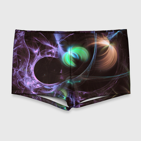 Мужские купальные плавки 3D с принтом Магические фиолетовые волны и цветные космические линии в Курске, Полиэстер 85%, Спандекс 15% |  | 