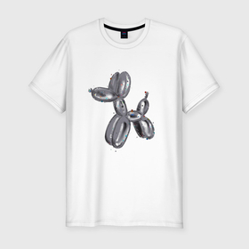 Мужская футболка хлопок Slim с принтом собачка из шарика с помехами в Екатеринбурге, 92% хлопок, 8% лайкра | приталенный силуэт, круглый вырез ворота, длина до линии бедра, короткий рукав | Тематика изображения на принте: 