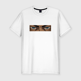 Мужская футболка хлопок Slim с принтом Глаза эрена   атака титанов в Новосибирске, 92% хлопок, 8% лайкра | приталенный силуэт, круглый вырез ворота, длина до линии бедра, короткий рукав | 