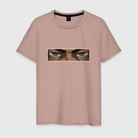Мужская футболка хлопок с принтом Глаза эрена   атака титанов в Екатеринбурге, 100% хлопок | прямой крой, круглый вырез горловины, длина до линии бедер, слегка спущенное плечо. | 