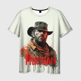 Мужская футболка 3D с принтом Arthur Morgan painting в Белгороде, 100% полиэфир | прямой крой, круглый вырез горловины, длина до линии бедер | 
