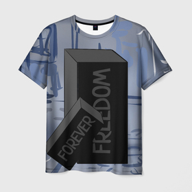 Мужская футболка 3D с принтом Свободный навсегда в Петрозаводске, 100% полиэфир | прямой крой, круглый вырез горловины, длина до линии бедер | 