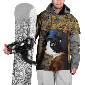 Накидка на куртку 3D с принтом Кошечка с жемчужной сережкой Ян Вермеер пародия , 100% полиэстер |  | Тематика изображения на принте: 