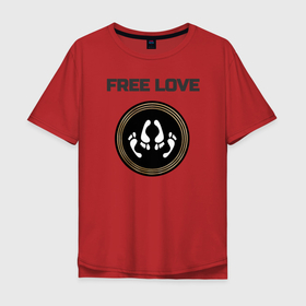 Мужская футболка хлопок Oversize с принтом Свободная любовь , 100% хлопок | свободный крой, круглый ворот, “спинка” длиннее передней части | 