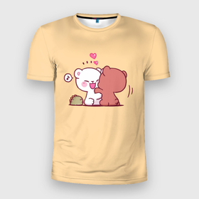 Мужская футболка 3D Slim с принтом Плюшевые медвежьи объятия в Екатеринбурге, 100% полиэстер с улучшенными характеристиками | приталенный силуэт, круглая горловина, широкие плечи, сужается к линии бедра | Тематика изображения на принте: 