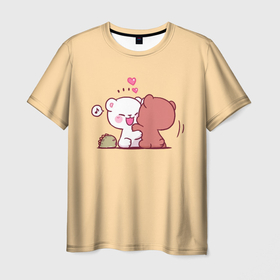 Мужская футболка 3D с принтом Плюшевые медвежьи объятия в Петрозаводске, 100% полиэфир | прямой крой, круглый вырез горловины, длина до линии бедер | 