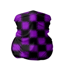 Бандана-труба 3D с принтом Фиолетовый черный узор Шахматка в Кировске, 100% полиэстер, ткань с особыми свойствами — Activecool | плотность 150‒180 г/м2; хорошо тянется, но сохраняет форму | Тематика изображения на принте: 