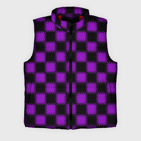 Мужской жилет утепленный 3D с принтом Фиолетовый черный узор Шахматка в Санкт-Петербурге,  |  | Тематика изображения на принте: 