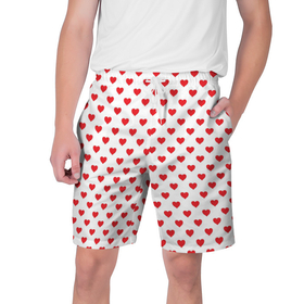 Мужские шорты 3D с принтом Сердечки   паттерн в Тюмени,  полиэстер 100% | прямой крой, два кармана без застежек по бокам. Мягкая трикотажная резинка на поясе, внутри которой широкие завязки. Длина чуть выше колен | 