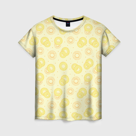 Женская футболка 3D с принтом Узор из колец ананаса , 100% полиэфир ( синтетическое хлопкоподобное полотно) | прямой крой, круглый вырез горловины, длина до линии бедер | 