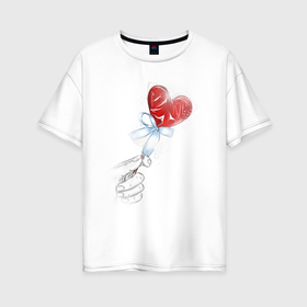 Женская футболка хлопок Oversize с принтом Леденец сердечко в Санкт-Петербурге, 100% хлопок | свободный крой, круглый ворот, спущенный рукав, длина до линии бедер
 | 