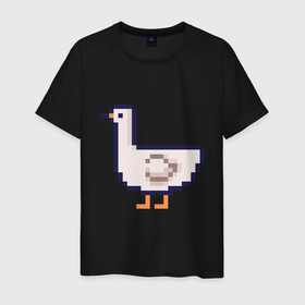 Мужская футболка хлопок с принтом Птица Чайка Пиксели в Петрозаводске, 100% хлопок | прямой крой, круглый вырез горловины, длина до линии бедер, слегка спущенное плечо. | 