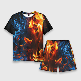 Мужской костюм с шортами 3D с принтом Битва огней   два пламени ,  |  | Тематика изображения на принте: 