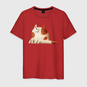 Мужская футболка хлопок с принтом большой пятнистый кот в Петрозаводске, 100% хлопок | прямой крой, круглый вырез горловины, длина до линии бедер, слегка спущенное плечо. | 
