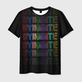 Мужская футболка 3D с принтом BTS dynamite music в Петрозаводске, 100% полиэфир | прямой крой, круглый вырез горловины, длина до линии бедер | Тематика изображения на принте: 