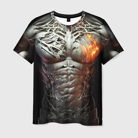 Мужская футболка 3D с принтом Тело киборга в Кировске, 100% полиэфир | прямой крой, круглый вырез горловины, длина до линии бедер | 