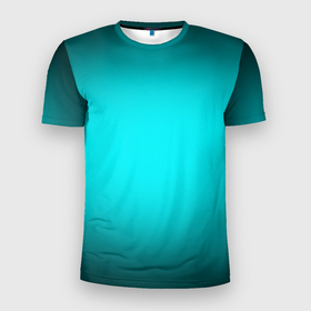 Мужская футболка 3D Slim с принтом Неоновый синий градиент , 100% полиэстер с улучшенными характеристиками | приталенный силуэт, круглая горловина, широкие плечи, сужается к линии бедра | 
