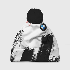 Шапка 3D c помпоном с принтом BMW art в Кировске, 100% полиэстер | универсальный размер, печать по всей поверхности изделия | 