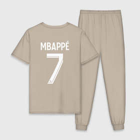 Мужская пижама хлопок с принтом Килиан Мбаппе форма PSG 22 23 домашняя в Петрозаводске, 100% хлопок | брюки и футболка прямого кроя, без карманов, на брюках мягкая резинка на поясе и по низу штанин
 | 