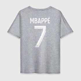 Мужская футболка хлопок Oversize с принтом Килиан Мбаппе форма PSG 22 23 домашняя в Белгороде, 100% хлопок | свободный крой, круглый ворот, “спинка” длиннее передней части | 