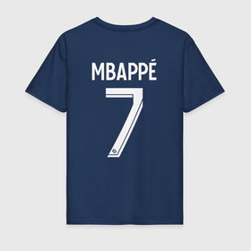 Мужская футболка хлопок с принтом Килиан Мбаппе форма PSG 22 23 домашняя в Санкт-Петербурге, 100% хлопок | прямой крой, круглый вырез горловины, длина до линии бедер, слегка спущенное плечо. | 