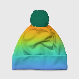 Шапка 3D c помпоном с принтом Я радуга в Тюмени, 100% полиэстер | универсальный размер, печать по всей поверхности изделия | 