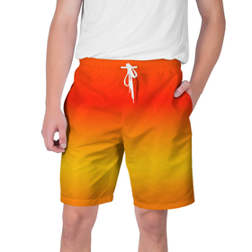 Мужские шорты 3D с принтом Переливы оранжевого ,  полиэстер 100% | прямой крой, два кармана без застежек по бокам. Мягкая трикотажная резинка на поясе, внутри которой широкие завязки. Длина чуть выше колен | 