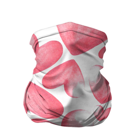 Бандана-труба 3D с принтом Розовые акварельные сердца   паттерн в Санкт-Петербурге, 100% полиэстер, ткань с особыми свойствами — Activecool | плотность 150‒180 г/м2; хорошо тянется, но сохраняет форму | Тематика изображения на принте: 