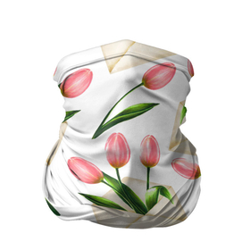 Бандана-труба 3D с принтом Тюльпаны в конвертах   паттерн в Белгороде, 100% полиэстер, ткань с особыми свойствами — Activecool | плотность 150‒180 г/м2; хорошо тянется, но сохраняет форму | 