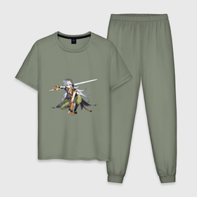 Мужская пижама хлопок с принтом Рэйзор из Genshin Impact в Белгороде, 100% хлопок | брюки и футболка прямого кроя, без карманов, на брюках мягкая резинка на поясе и по низу штанин
 | 