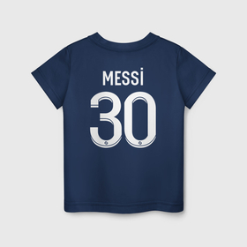 Детская футболка хлопок с принтом Лионель Месси форма PSG 22 23 домашняя , 100% хлопок | круглый вырез горловины, полуприлегающий силуэт, длина до линии бедер | Тематика изображения на принте: 
