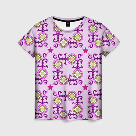 Женская футболка 3D с принтом Звезда и орнамент в Кировске, 100% полиэфир ( синтетическое хлопкоподобное полотно) | прямой крой, круглый вырез горловины, длина до линии бедер | 